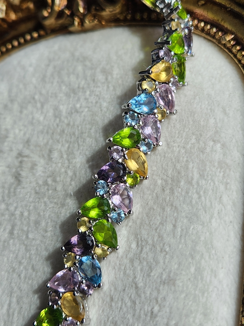 Artisan Multicolor Glass Teardrop Bracelet - Blue, Green, Yellow, Purple - Picture 8 of 11